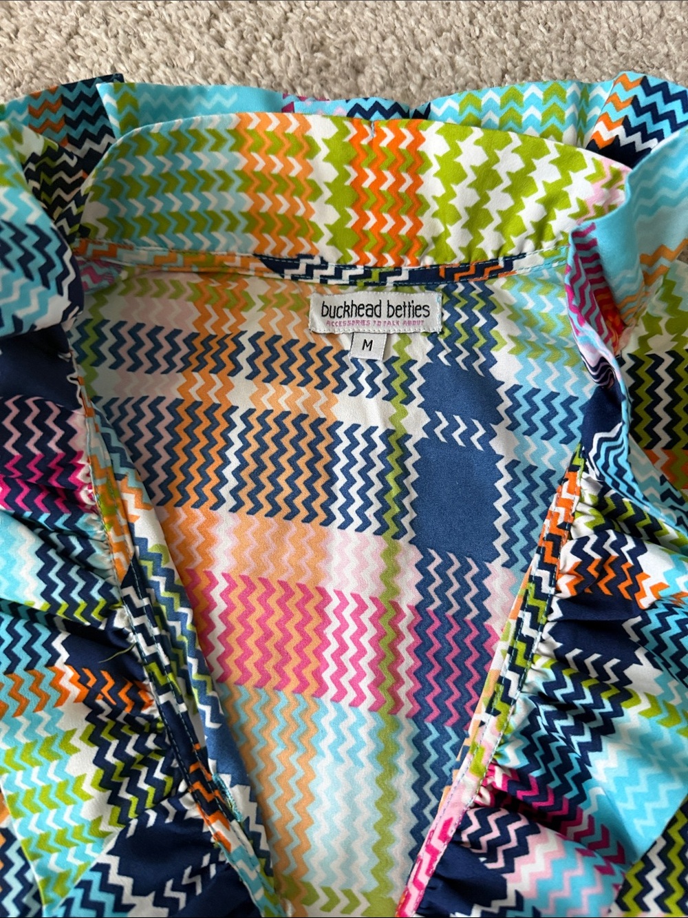 Multi-Color Plaid Ruffle Collar Top - Picture 2 of 2